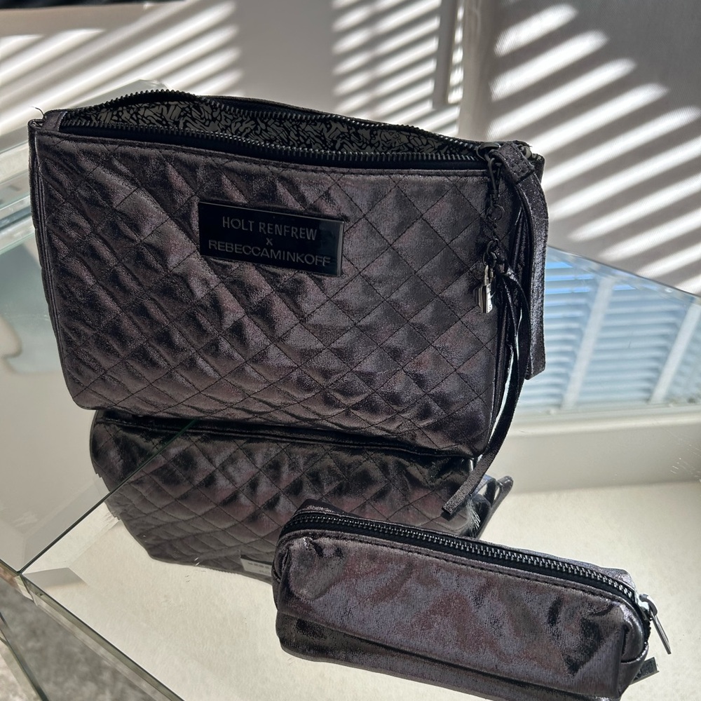 Rebecca Minkoff Holt Renfrew quiltedToiletry Bag Set